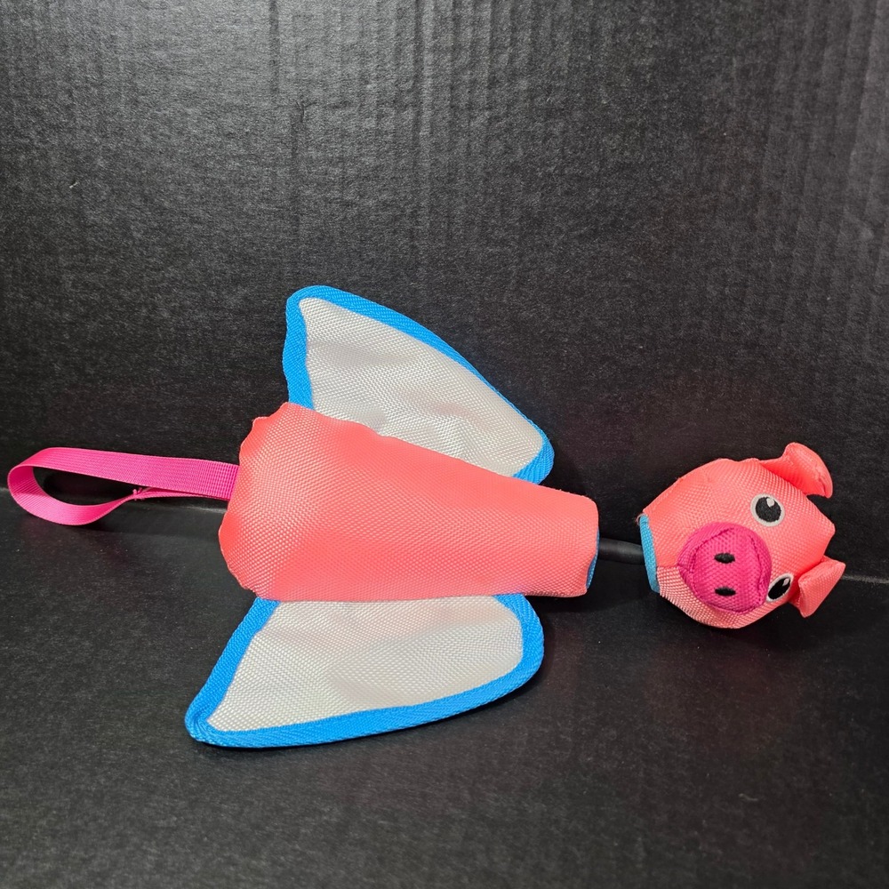Posh Paws Flying Pig Slingshot Dog Fetch Toy Pink Blue Wings NEW
